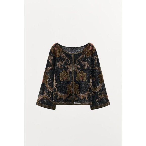 ZARA EMBROIDERED CAPE JACKET - Picture 1 of 9